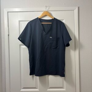 Figs Dark Blue Short Sleeve V-Neck Tee